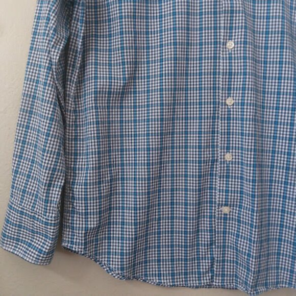 PETER MILLAR | Summer Comfort Performance Sport Blue Check Button Down Shirt L - Picture 6 of 13